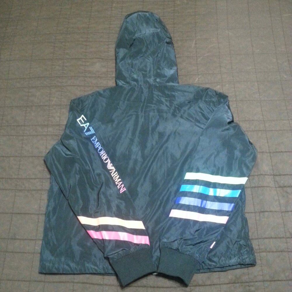 Emporio Armani EA7 Track Jacket Windbreaker Women's L/XL Athletic Rainbow Hooded - Picture 2 of 14